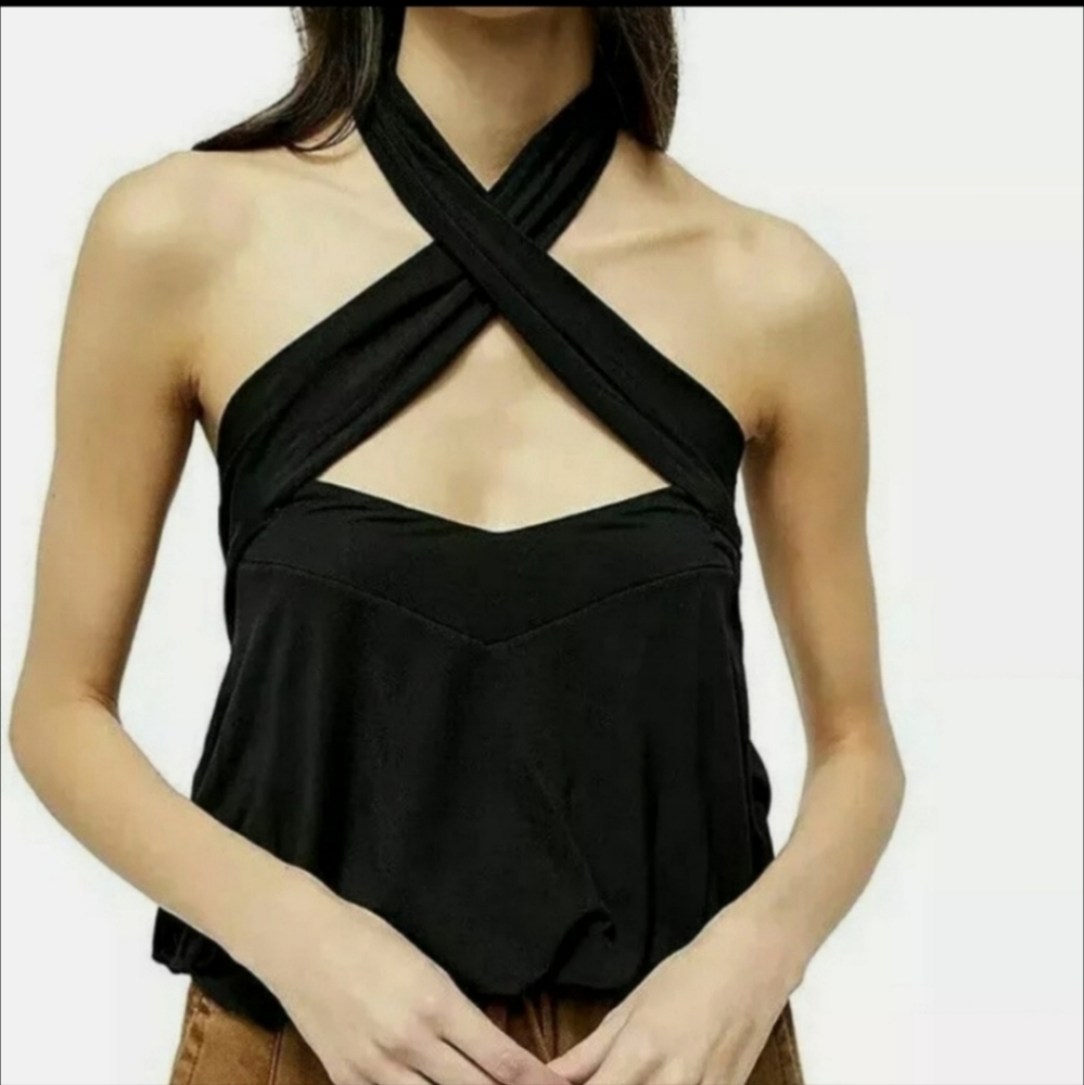 Free People Cece Crisscross Halter Tank Top